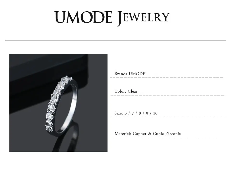 UMODE, модное обручальное кольцо Eternity, кубический цирконий, роскошные обручальные кольца для женщин, свадебные ювелирные изделия на палец, Прямая поставка UR0585