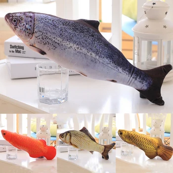 

1PC Creative Pet Cat Kitten Chewing Toys Catnip Stuffed Fish Interactive Kitten Product 20cm 30cm 40cm four sizes Drop Shipping