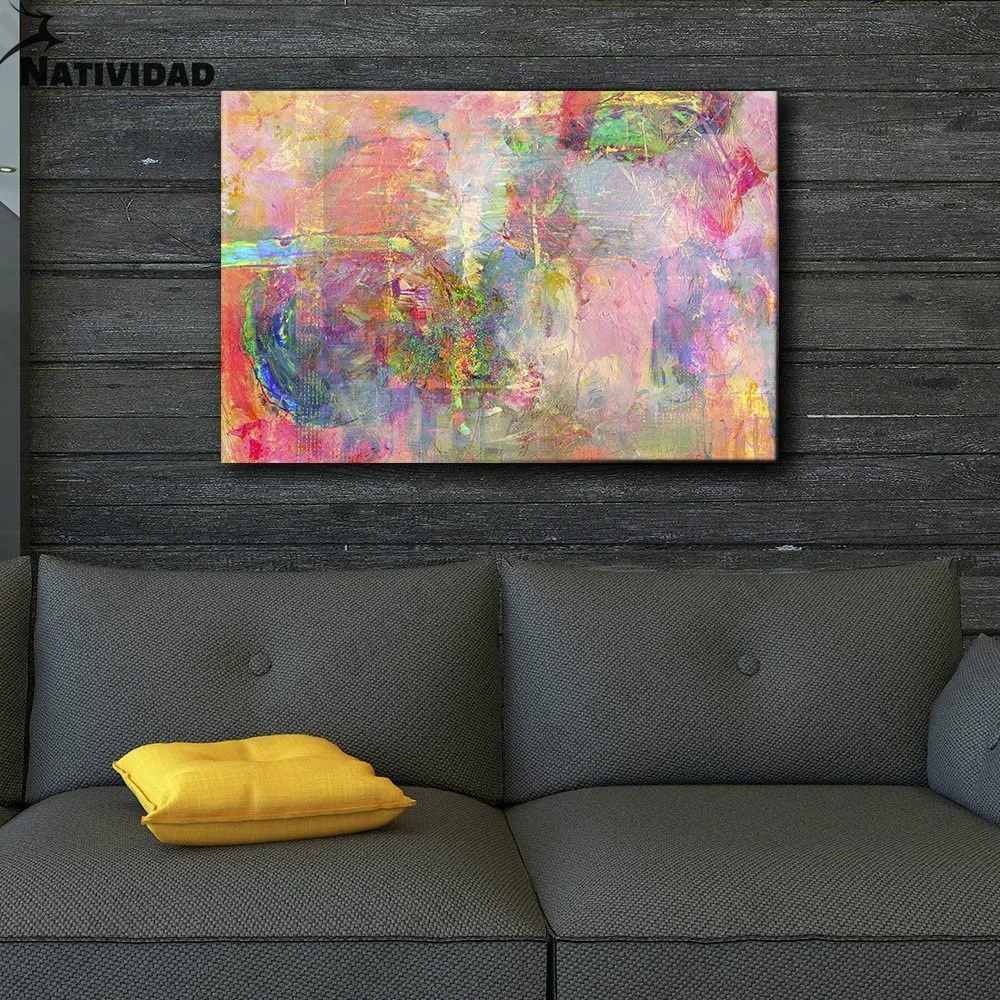 

Abstract Canvas Painting Wall Art Decor Large Pink Graffiti Art Poster Oil Painting Living Room Showroom Bedroom Home Decoration