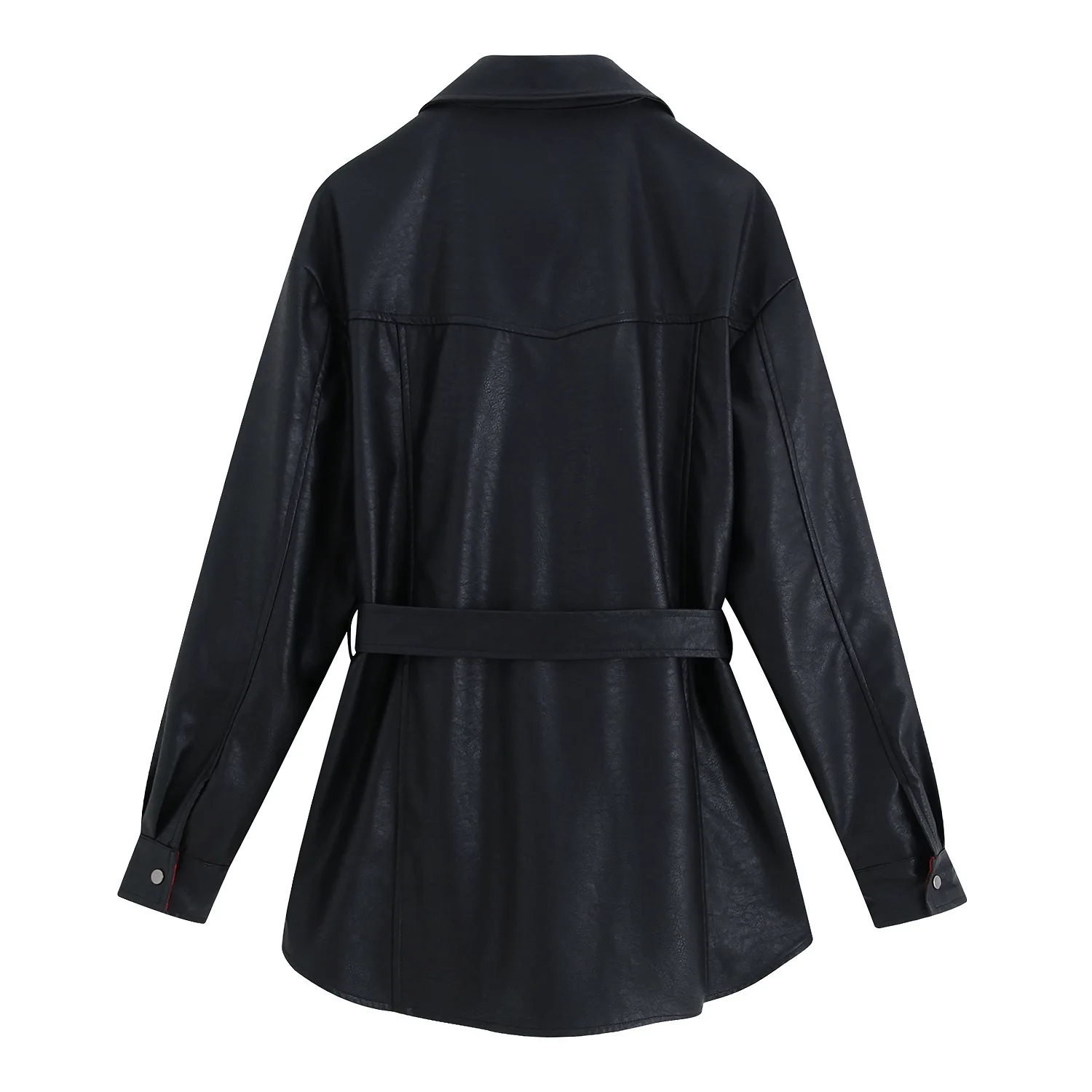 

D6bb-9571 Europe And America WOMEN'S Dress 2019 Spring And Autumn New Style Fold-down Collar Lining Plaid Belt Jacket Women's