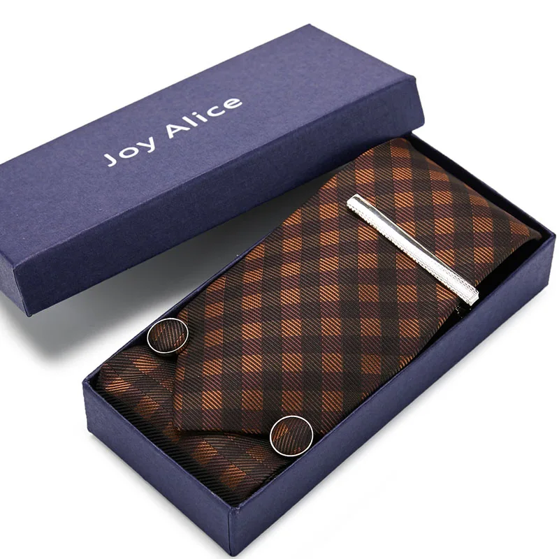  Luxury Men Male Tie Men's Neckties Wedding Fashion Party Man Tie Handkerchief Pin Cufflinks Gift Bo