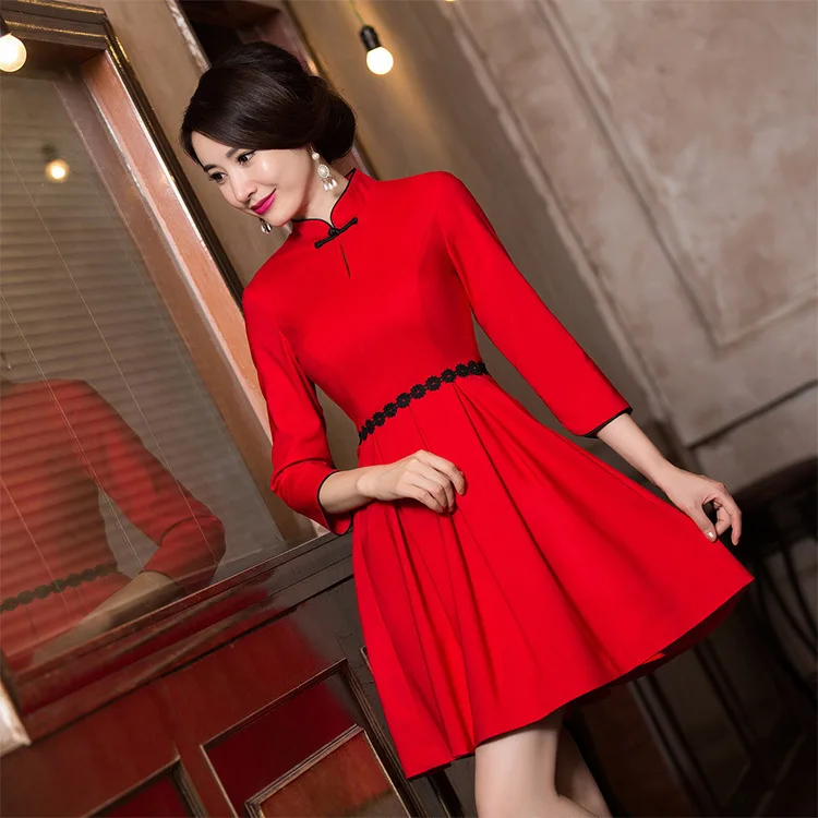 

2019 New Hot Sale Vestido De Debutante Ways Small Dress 7 Minutes Of Sleeve Cotton Garment Skirt Waist Collar Wholesale Agent