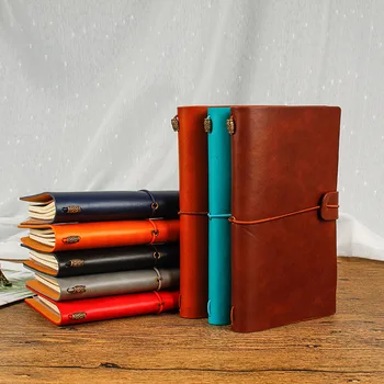 

Pu note book record loose-leaf business creative hand account travel student strap notebook