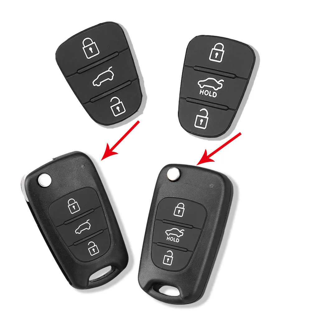 KEYYOU 10 шт. 3 кнопки дистанционного ключа брелок чехол резиновая накладка для hyundai I10 I20 I30 IX35 для Kia K2 K5 Rio Sportage для кнопок на ключе от автомобиля накладка