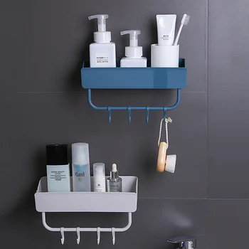 

F570 Bathroom Multifunctional Shelf Home-Free Punched Plastic Storage Rack Toilet Water Draining Washed Rack Hook