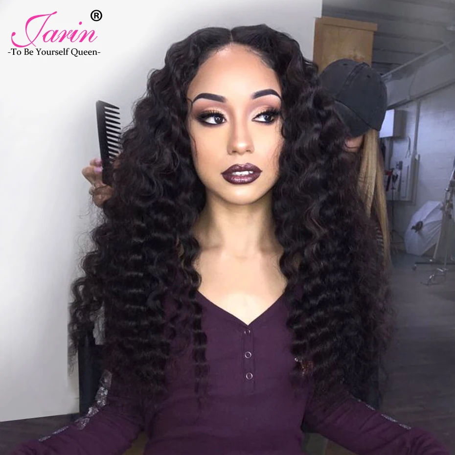 

Jarin Deep Wave Hair Bundles With Lace Frontal Closure 13*4 Ear To Ear Brazilian Remy Human Hair Weave With Frontal Can Do Wigs