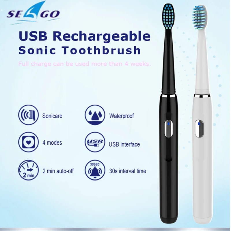 

Seago 3 In 1 Electric toothbrush 40000 time/min Rechargeable Full Waterproof Whitening Teeth Brush brosse a dent electrique