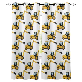 

Yellow Excavator Mechanical Car Luxury Home Curtains Home Supplies Living Room Bedroom Custom Curtains