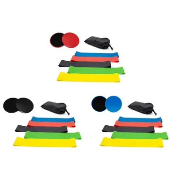 

Core Sliders and Exercise Loop Bands 5 Resistance Bands with Double Fitness Sliding Gliders Workout Discs for Yoga Gym