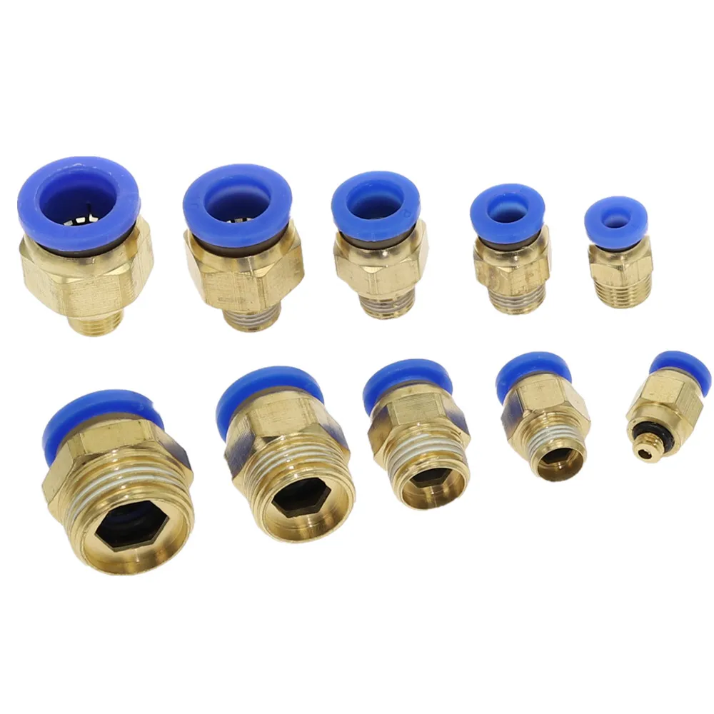 1 шт наружная резьба 1/8 ''1/4'' 3/8 ''1/2'' к трубке 4681012 мм прямой пуш-ап в Пневматические соединительные пуш-ап для подключения воздуха