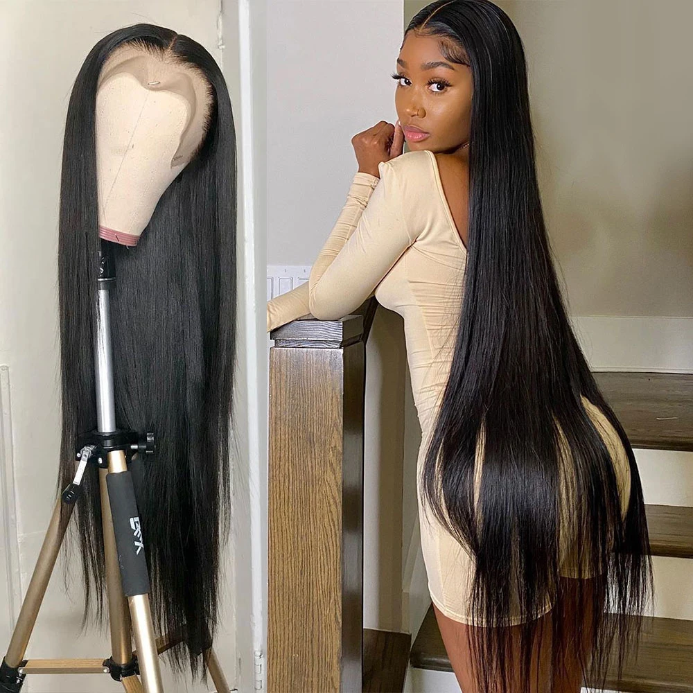 Perruque de cheveux humains droite en os Hd brésilienne 30 40 pouces perruque avant en dentelle courte Bob dentelle frontale perruques de cheveux humains pour les femmes noires perruque