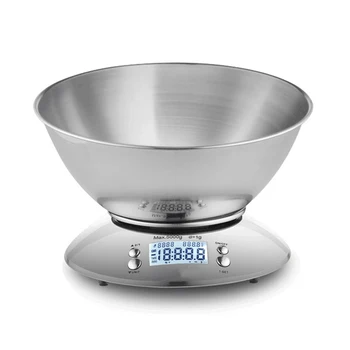 

Kitchen Scale with Removable Bowl Stainless Steel Kitchen Scale 5kg/g LCD Digital Display Alarm for Cooking and Bakin Tool
