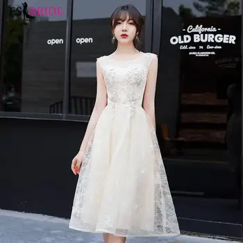 

Plus Size Floral Lace Prom Dresses short cocktail A-Line O-Neck Sleeveless Chiffon Burgundy Formal Party Gowns