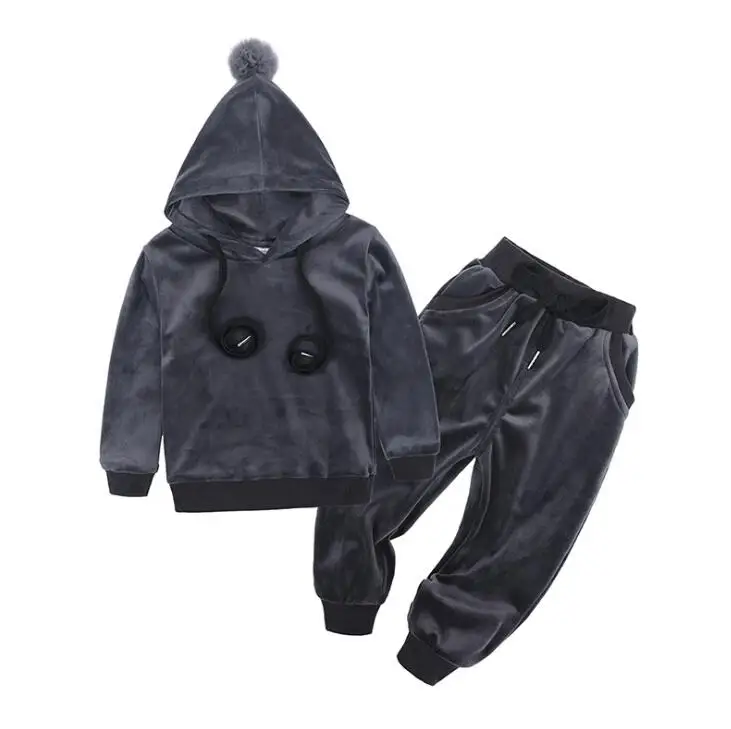 Комплекты одежды для девочек детская одежда г. Осенне-зимняя одежда для маленьких девочек комплект из 2 предметов детский спортивный костюм, костюм для мальчиков, одежда - Цвет: Grey