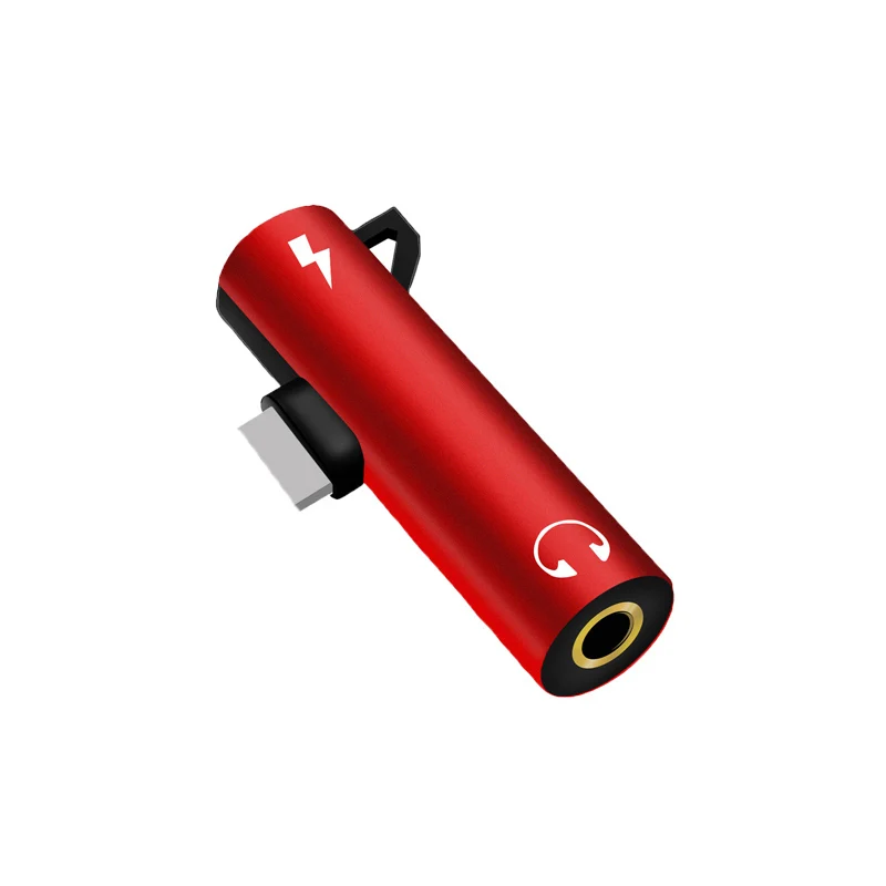 Адаптер для наушников для iphone, разъем для гарнитуры, двойной адаптер для iphone 7 8 Plus X 3,5 мм, Аудио гарнитура, кабель для синхронизации и зарядки, USB - Цвет: 35 Red