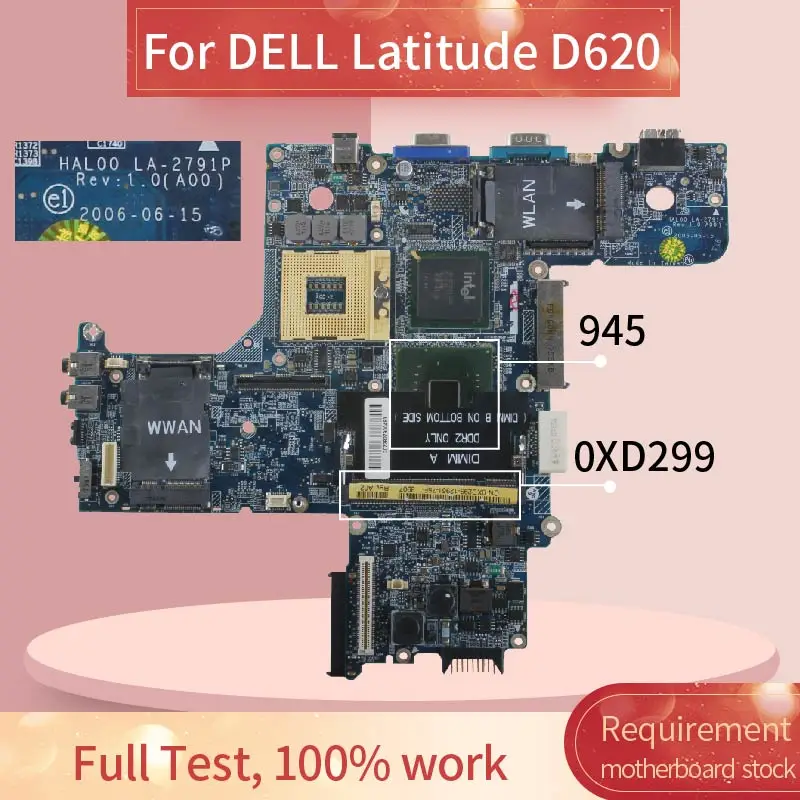 Placa-mãe do Portátil para Dell Latitude Notebook Mainboard La-2791p 945 Ddr2 Cn-0xd299 0xd299 D620 - Imagem 2