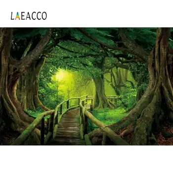 

Laeacco Old Tree Green Forest Moss Shrub Grass Pathway Child Natural Scenic Photo Background Photography Backdrop Photostudio