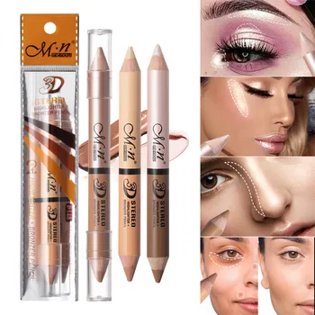 

3 Colors Face Highlighter Stick Acne Scars Cover Useful Eye Nose Face Contour Double End Smooth Skin Concealer Pencil Makeup Pen