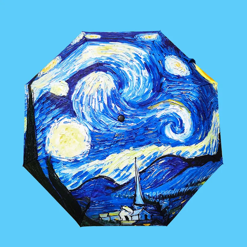 LIKE RAIN New Romantic Rose Flower Umbrella Rain Women Beach Umbrellas Creative Oil Painting Sun Anti-UV Kids Parasol YHS04