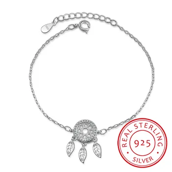 

Hot Sale Micro CZ Dream Catcher Bracelet For Women Girl 925 Sterling Silver Dreamcatcher Zirconia Bracelet pulseira bijou S-B204