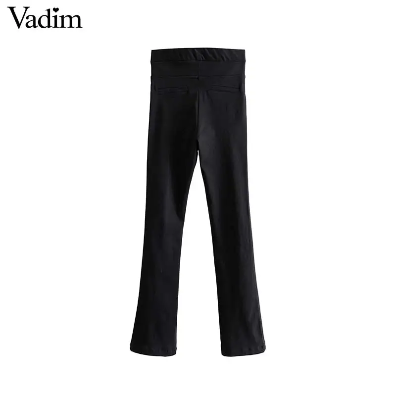 Женское элегантное платье vadim, черные длинные штаны, эластичные, на молнии, одноцветные, уличные, повседневные, эластичные брюки, длинные, pantalones KB159