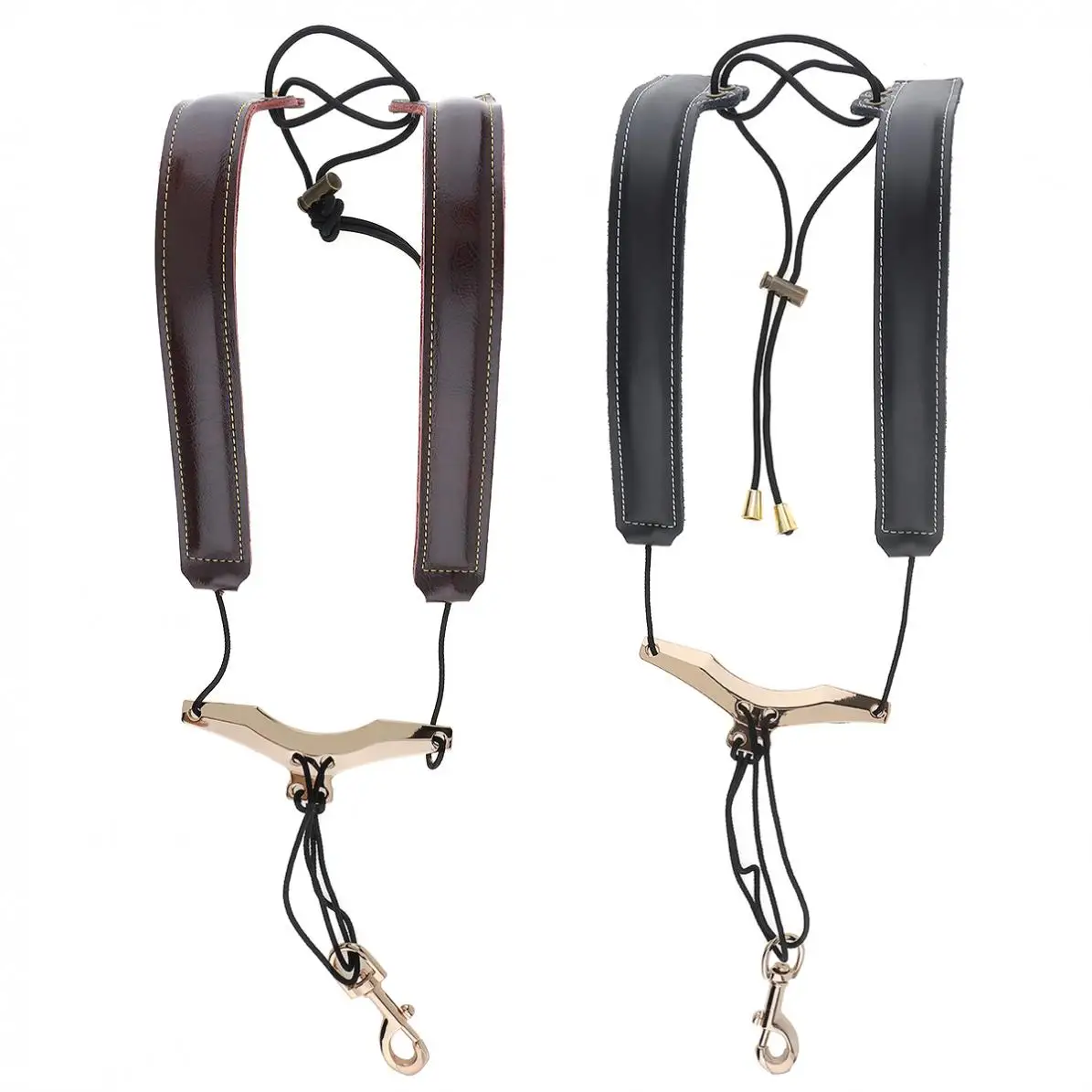 

Genuine Leather Saxophone Double Shoulder Neck Strap Cowhide Material Adjustable Sax Stage Play Neck Belt 2 Colors Optional Hot