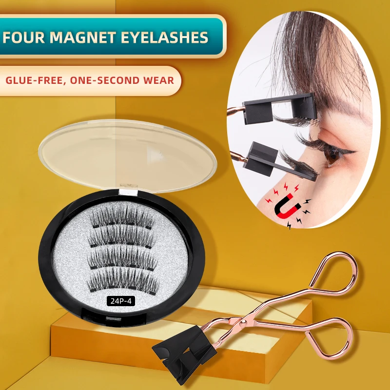 

Magnetic eyelashes glue free natural magnet false eyelashes 3d handmade with quantum eyelash curler