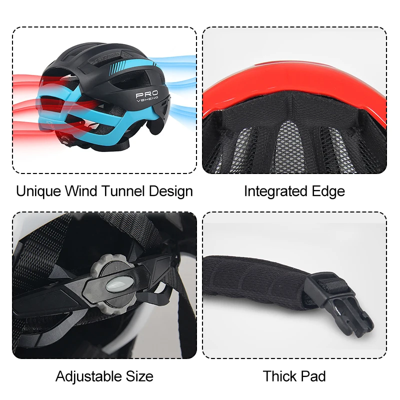 MTP Integrated Lens Cycling Helmet Men Women Safe Cap With Goggles Mountain Bike Helmet MTB Hat Breathable Road Bicycle Helmet