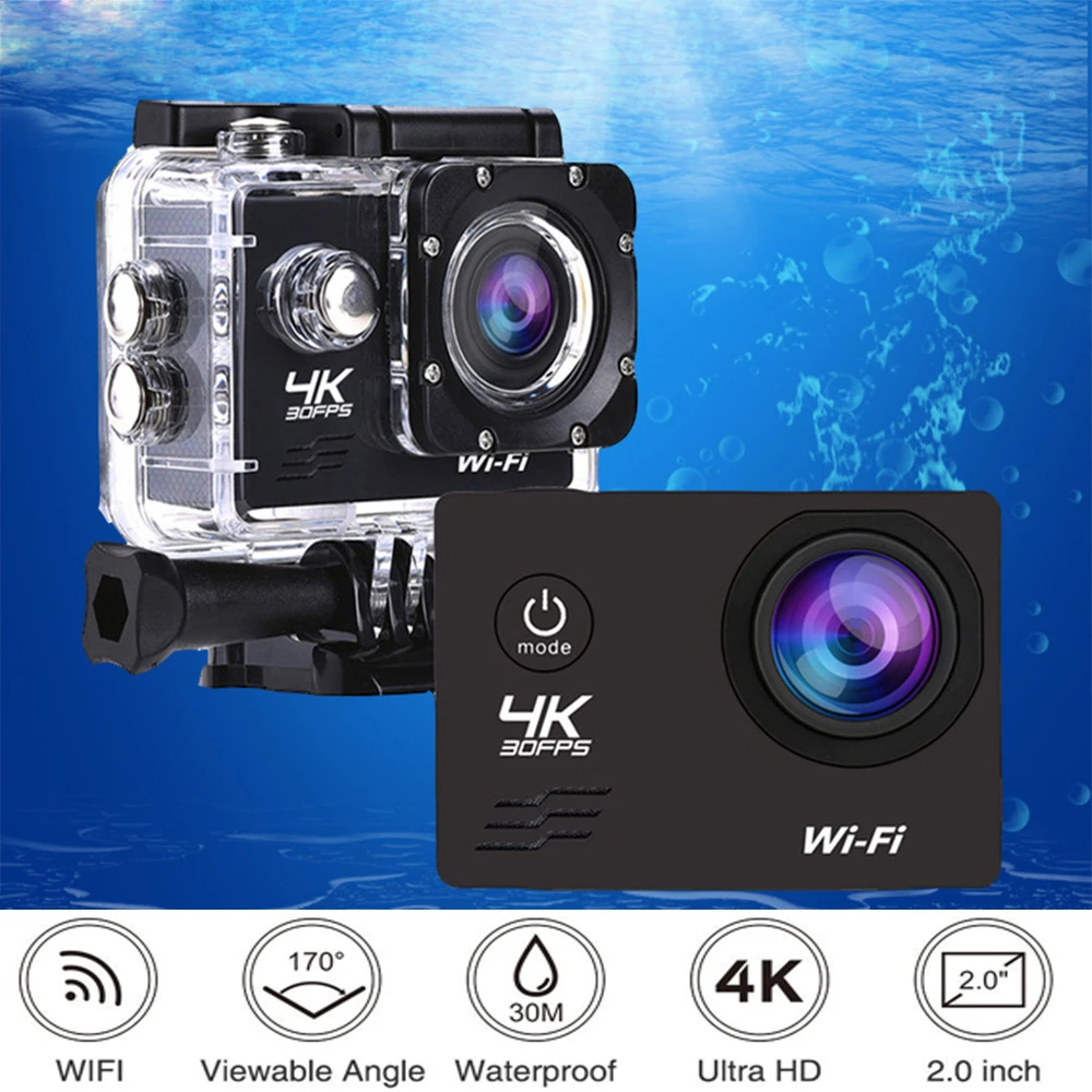 Cámara de Acción Ultra HD 4K 16.0MP WiFi 2,0 "Pantalla 170D bajo el agua 30M Go impermeable casco cámaras de grabación de vídeo Cámara deportiva|Videocámara de acción y deportes| - AliExpress