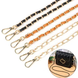 123cm Purse Chain Strap Crossbody Handbag Chains Metal + Leather Cross Body Bag Strap Handle Shoulder Bag Chain Replacement