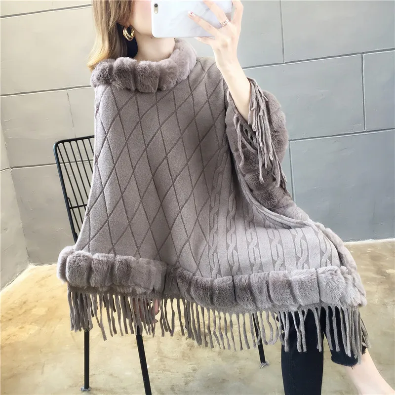 Autumn Winter Casual Knitted Ladies Sweater Long Sleeve Cloak Women Tops Sweaters Oversize Pullovers Sweater with Tassel