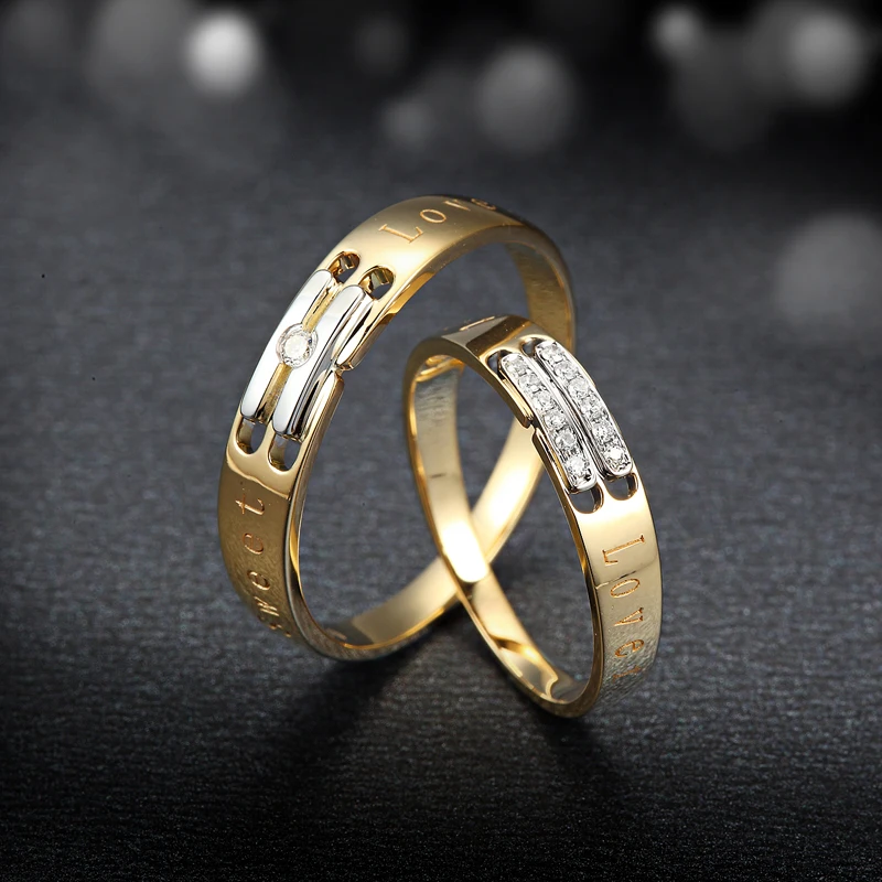 Кольцо с бриллиантами Love 18K из желтого золота с бриллиантом Свадебные Кольца для пары набор из настоящего золота обручальное кольцо