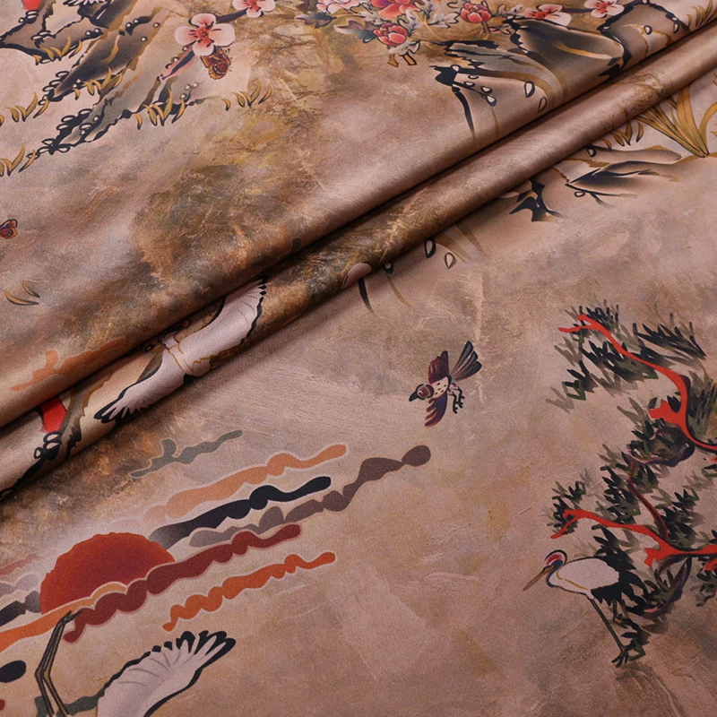 100% silk Handmade silk clothing fabric silk fragrant cloud yarn heavy satin cheongsam dress fabric autumn and winter