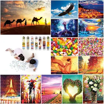 

Mini 150 Piece Tube Beautiful Scenery Puzzles Large Puzzle Game Interesting Toys Personalized Gift for Children Adults