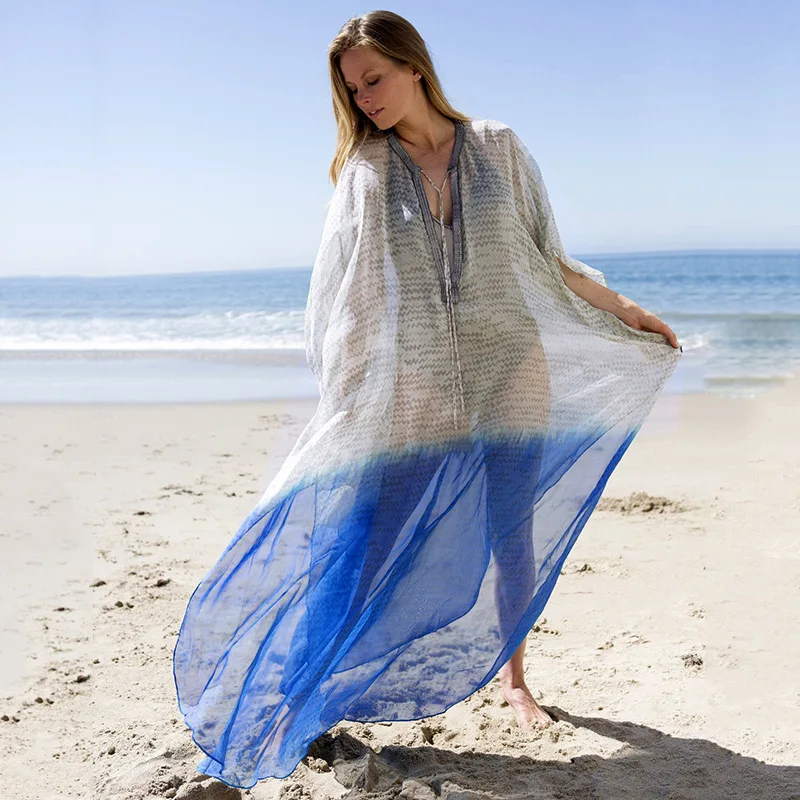 Outwear Beach Dresses Chiffon Bikini Cover Up Sarong Kaftan Tunic Swimsuit Coverups Pareo Plus Size Swim Robe De Plage Summer