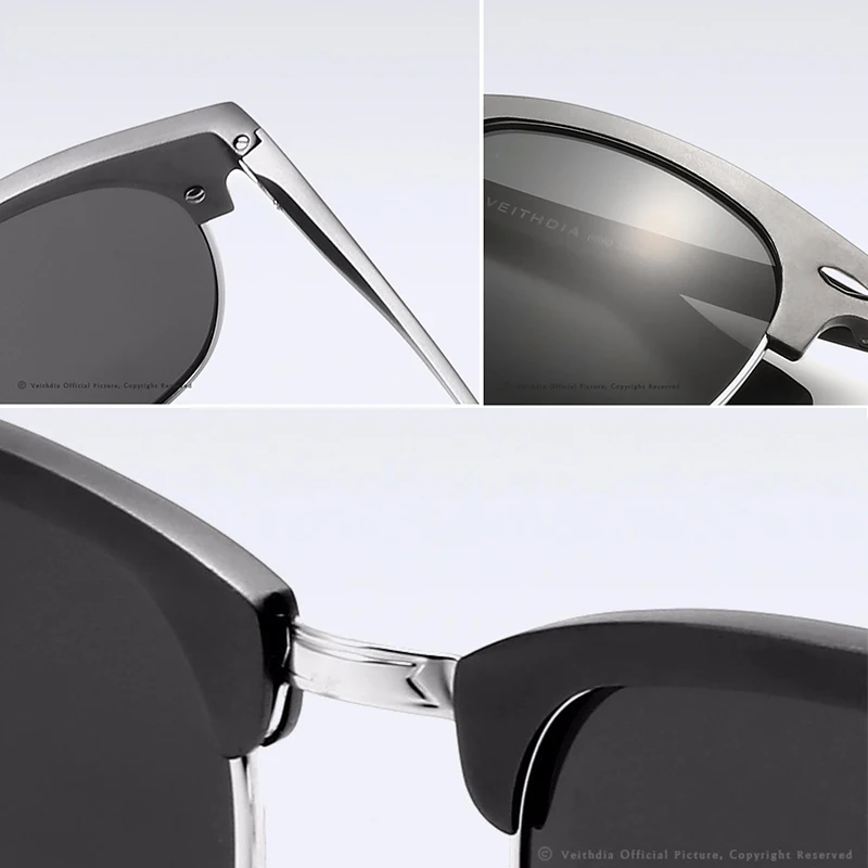 Koop VEITHDIA Al Mg Legering Gepolariseerde Vintage Retro Zonnebril Mannen Merk Designer Vierkante Vrouwen Zonnebril gafas oculos de sol 6690