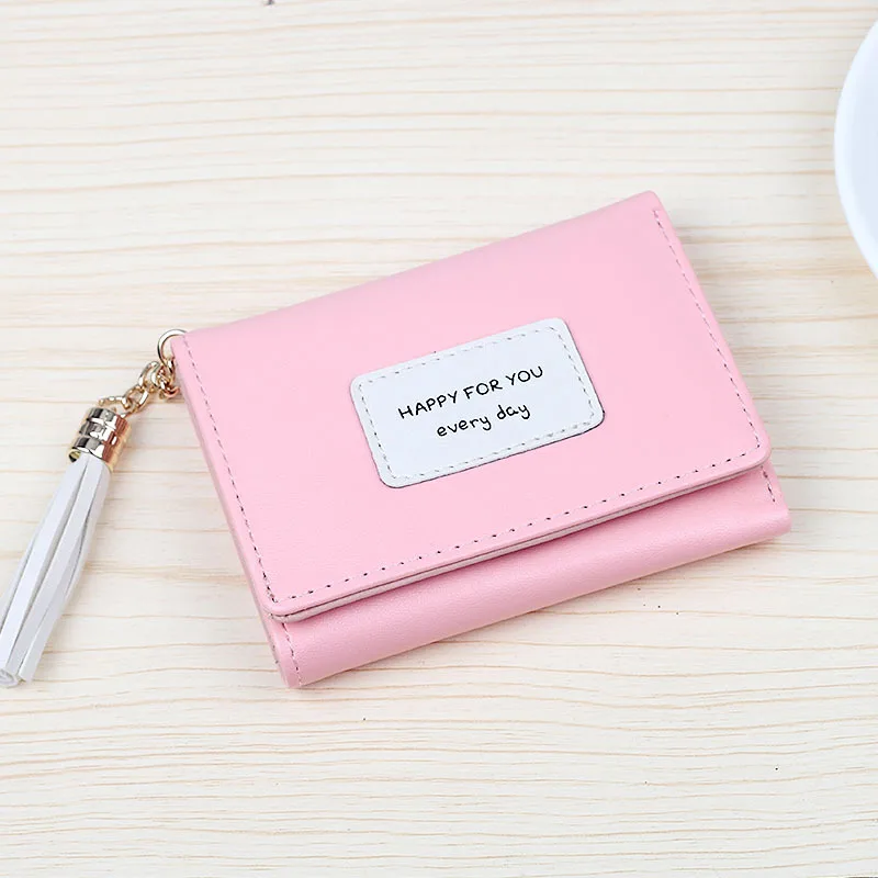 

Manufacturers Direct Selling Women's Short Wallet Japanese And Korean Style Wallet Tassels Three Fold Cute Students Leather Wall