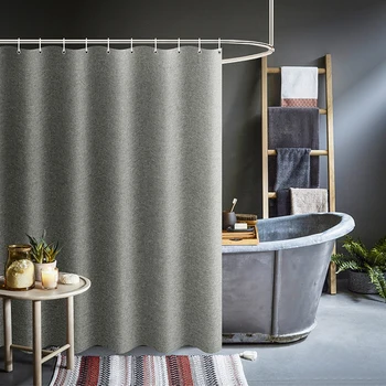 

Thickened Imitation Linen Shower Curtains Solid Hotel High Quality Waterproof Bathroom Curtain for Hotel & Home
