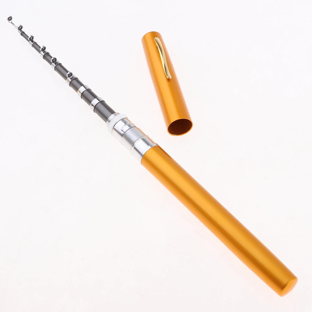 1 Set Mini Outdoors Pen Fishing Pole Pocket Fish Rod and Reel Travel Fishing Set for Ice Fly Sea Fishing