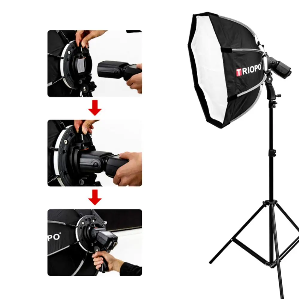 TRIOPO 55cm Foldable Octagon Umbrella Softbox Bracket Mount With Handle For Godox Speedlite Flash Photography Studio Accessories