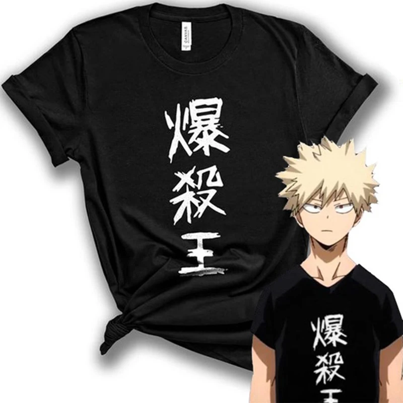 

Harajuku T-Shirt Anime My Hero Academia Bakugou Short Sleeve Shirt Unisex