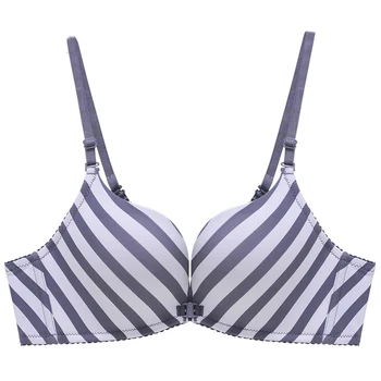 

E lovegirl Striped Navy Style Front Buckle No Steel Ring Female Bra No Trace One Piece Small Chest Gathered Sexy 3/4 Cup Bra