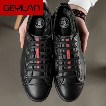 

Classic White Mens Shoes Casual Luxury Brand Fashion Man Shoes Genuine Leather All Season Shoes Chaussures Homme Cuir