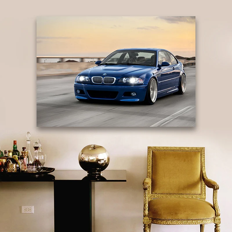 Плакат с суперкаром синий автомобиль B M W M3 E46 классический Дрифт настенные
