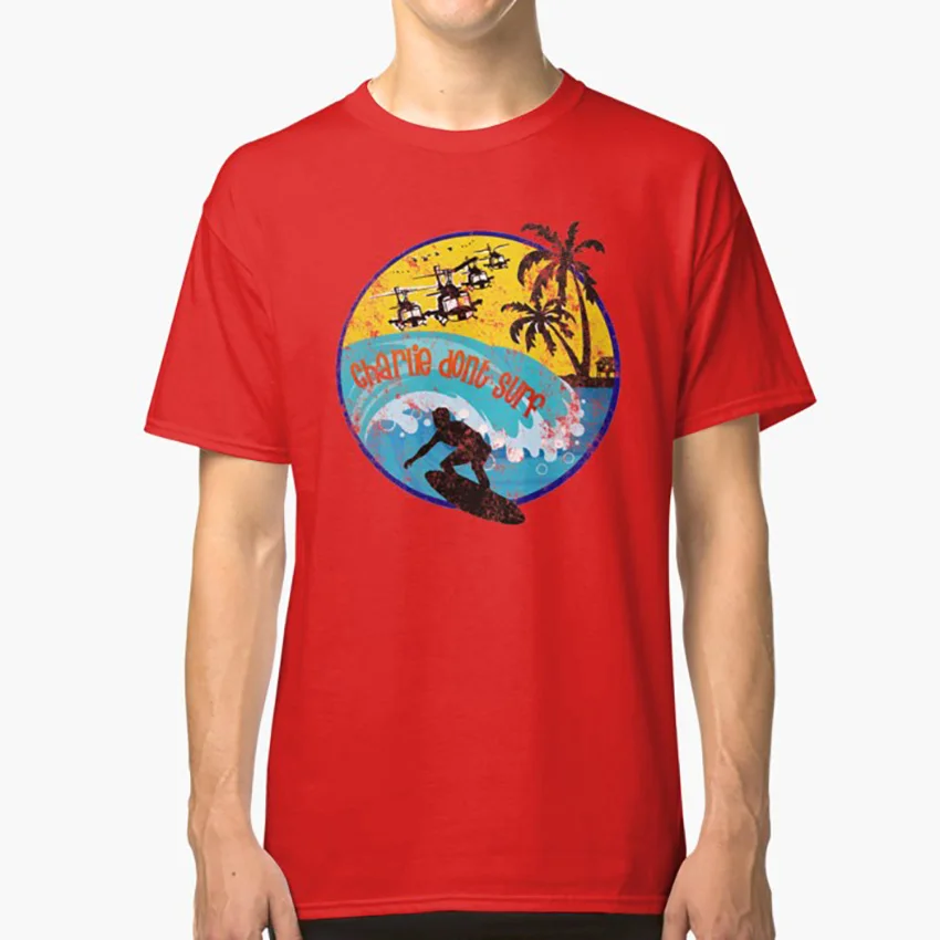 Футболка для серфинга с надписью «CHARLIE Don SURF apocalypse now apocalypse surfing club vietnam» - Цвет: Красный