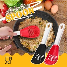 1Pcs Multifunctional Kitchen Cooking Spoon Heat-resistant Hanging Hole Innovative Potato Garlic Press Colander Spoon for Kitchen