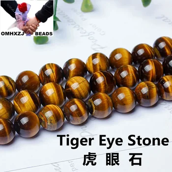 

OMHXZJ Wholesale Free 2 3 4 6 8 10 12 14MM Delivery Natural Stone Brown Gold Tiger Eye Agate Beads Select Size Jewelry ZZ04