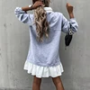 Women Casual Turn-down Collar Pockets Mini Dress Autumn Long Sleeve Patchwork Party Dress Streetwear Solid Button Dress Vestidos ► Photo 2/6