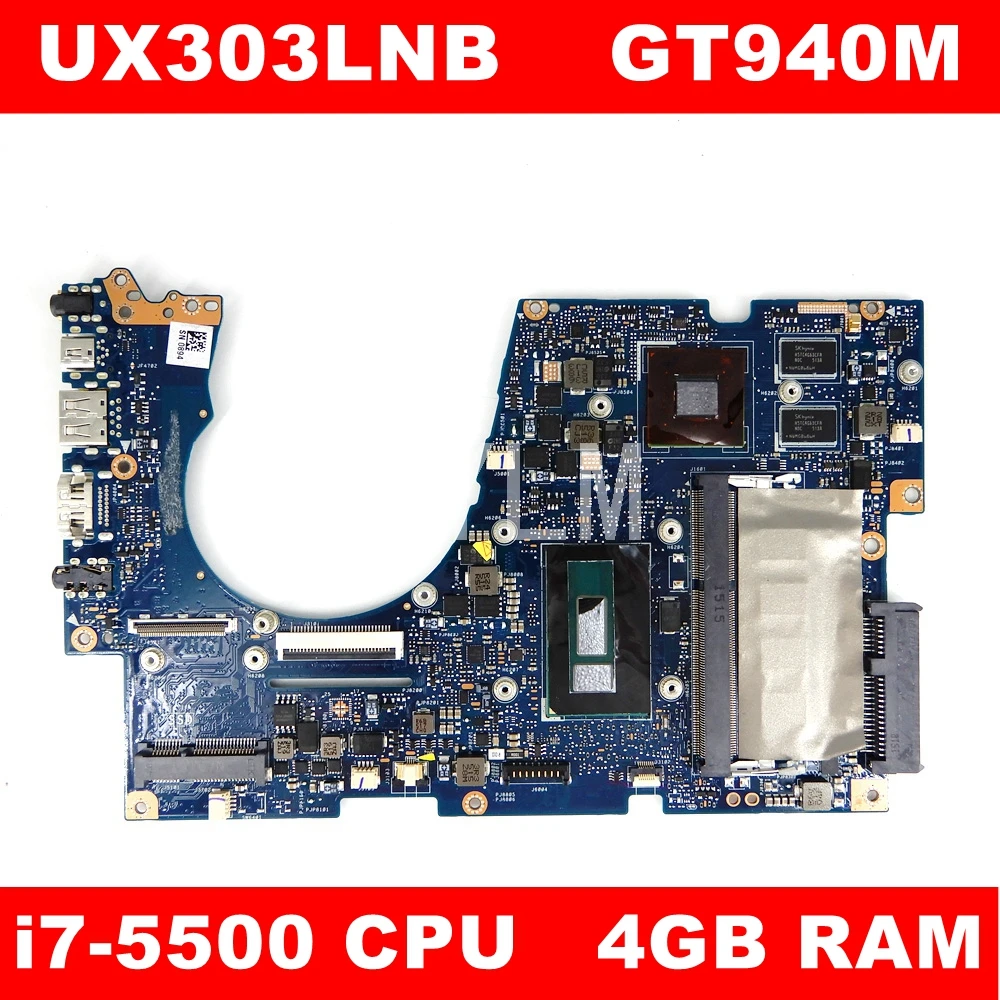 

UX303LNB GT940M/2G i7-5500CPU 4GB RAM Mainboard For ASUS UX303L UX303 U303LN U303L UX303LB Laptop motherboard Test 100% OK