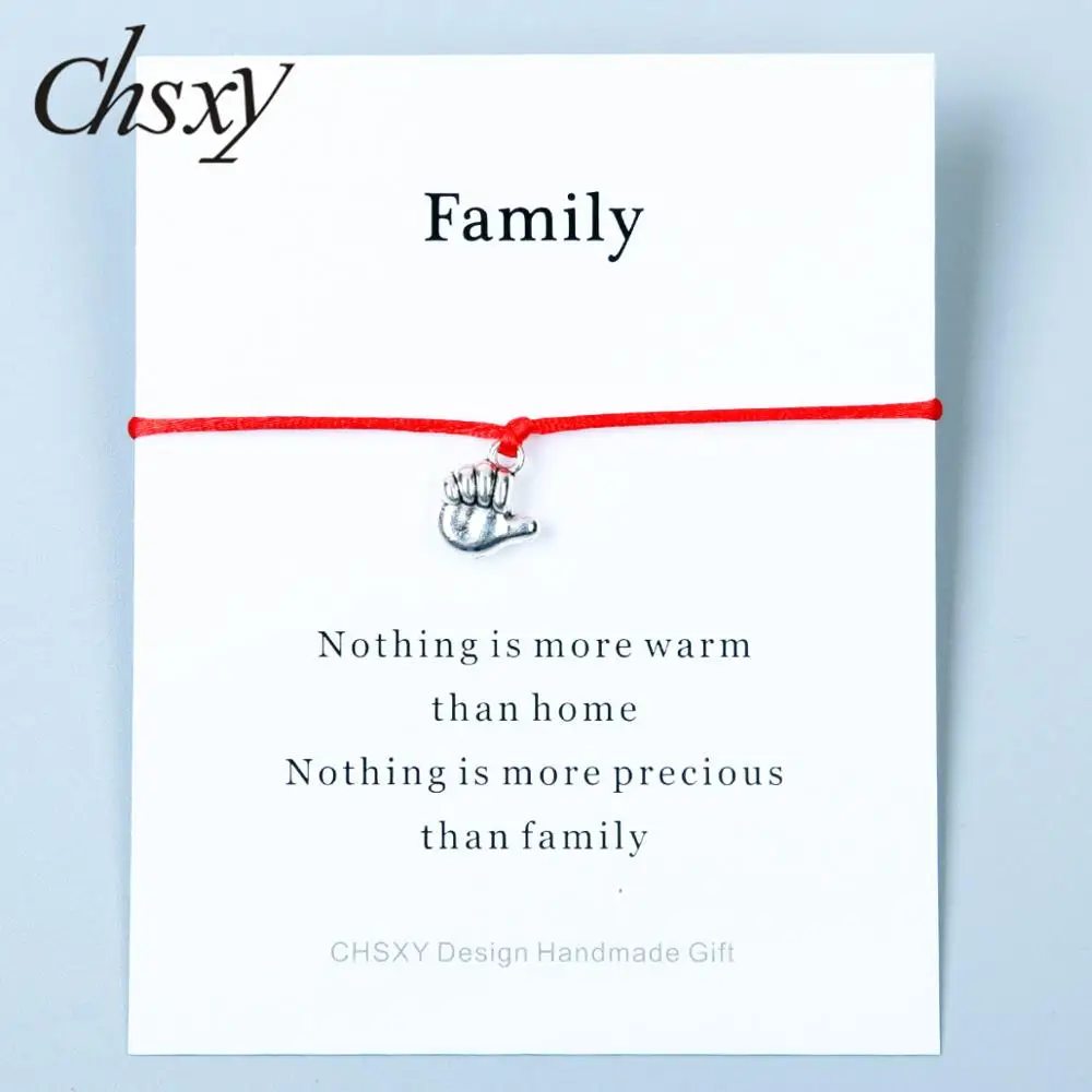 CHSXY Lovely Thumbs-Up Family Wish Bracelet Handmade Adjustable Red String Mom Dad Baby Kids Gift Fashion Cuff Jewelry | Украшения и